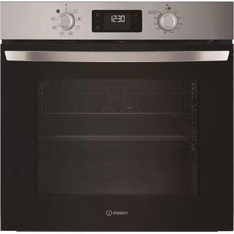 Indesit – Four traditionnel pyrolyse 71L – Classe énergétique A++ – Nettoyage automatique – Inox – Multifonction (1/5)