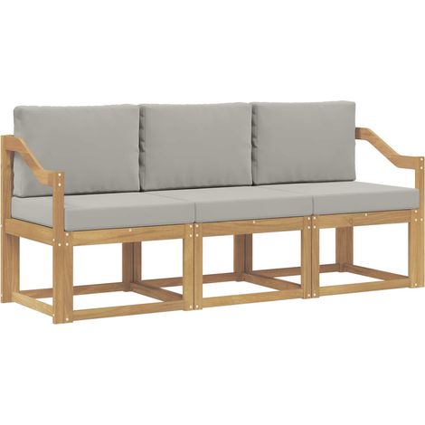 Set di divani da esterno 3 pcs Bianco e Grigio Chiaro vidaXL