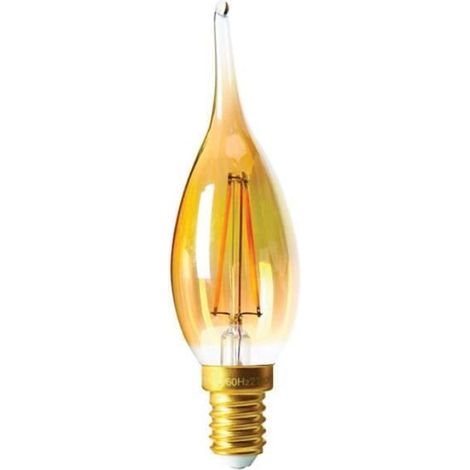 Ampoule LED Filament Flamme coup de vent ambrée 3W E14 280Lm 2700K blanc chaud