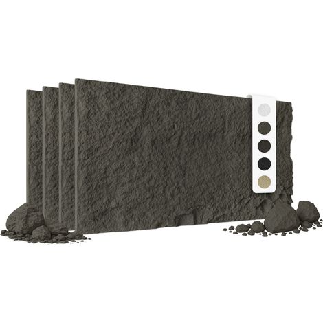 HEXIM 3D Steinoptik PU Wandpaneele 120x60cm Stone Wandverkleidung Bruchstein Felsen Platten Stein: A002-04 Grey, 4 Paneele
