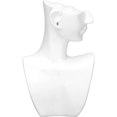 Buste de présentation pour bijoux en résine élégant, support pour colliers et boucles d'oreilles, couleur blanc (1/5)