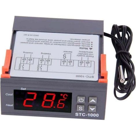 Contrôleur de température AC 110V-220V, Thermostat Numérique Tout Usage STC-1000 avec NTC Sonde de Capteur de Température, Centigrade Regulateur de Temperature, Chaleur/Refroidissement (1/4)