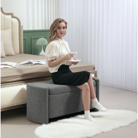 Panca contenitore 105 x 44 x 45,5 cm con coperchio, grigio DESVIAE (1/5)