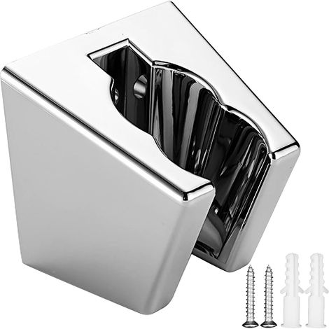 Wandmontierte Duschkopfhalterung – 1 Stück – Silbernes ABS – Verstellbare Doppelhalterung – Universelles Badezimmer – 4,5 x 4,5 x 3 cm (1/5)