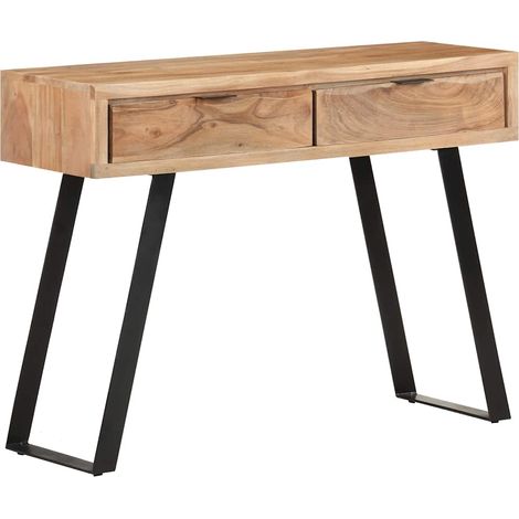 Console Table d'appoint - Meuble d'entrée 100x35x76 cm Bois d'acacia avec bord naturel BV125633 - BonneVie (1/5)