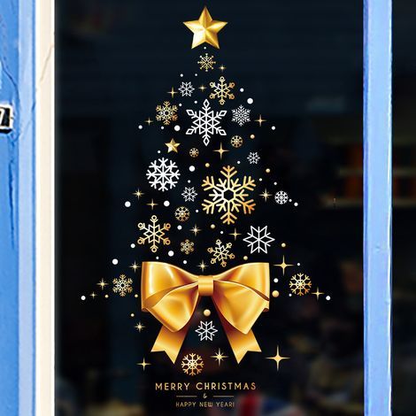 Dekorative Weihnachtsfensteraufkleber, Weihnachtsmann- und Weihnachtskranzaufkleber, statisch haftende Aufkleber, 59 x 90 cm (1/5)