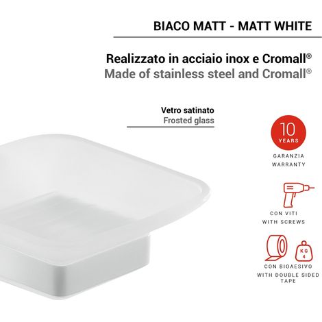 Jabonera gedy Tonga blanco mate acero inoxidable 10 cm
