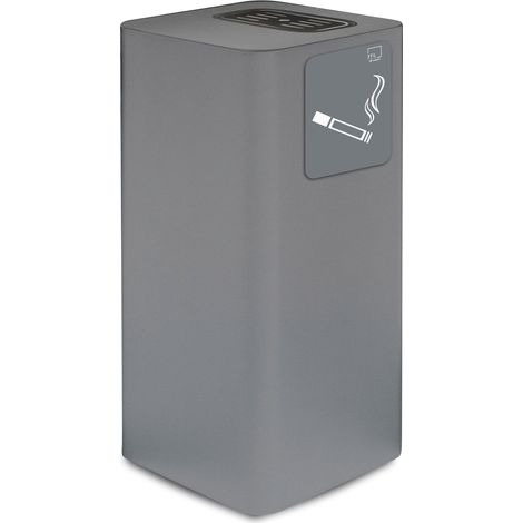 Posacenere da Esterno 30x30xh65 cm In Acciaio Verniciato con Vaschetta Superiore Grigio (1/2)