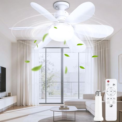Ventilateur de plafond avec éclairage et télécommande, 3 vitesses, 50CM éclairage LED avec protection d'urgence minuterie à intensité variable 3000K-6500K silencieux pour le salon ou la chambre (1/5)