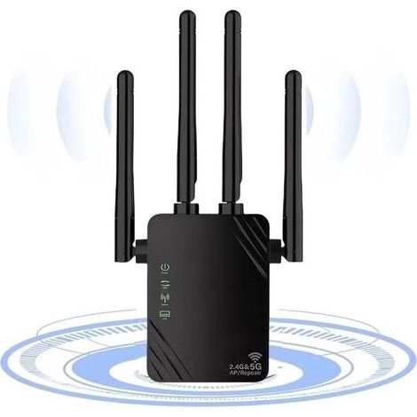 1200Mbps Wifi Extenseur Répétateur, Port Ethernet, Amplifier Internet, 2.4/5Ghz Double Strip Wi-FI Enhancer, Works with any router Wi-FI, Improve The Signal without Wire to Home (1/5)