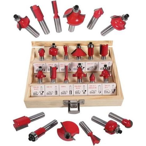 Outils de fraisage - MECABOIS - 12pcs - 8 mm - Alliage YG8 - Boîte en bois pratique (1/3)