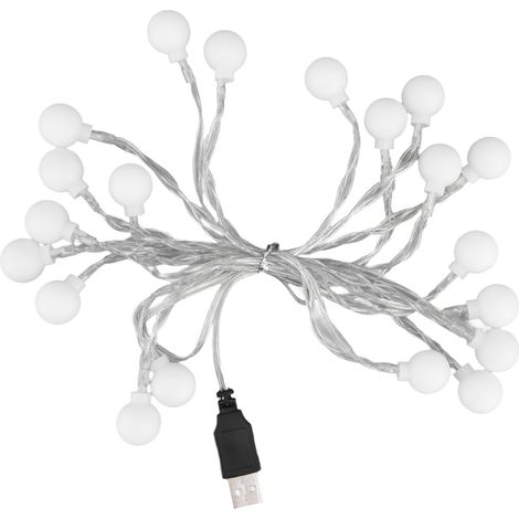 Guirlande lumineuse 3M 20LED boules rondes, décoration pour fêtes, anniversaire, mariage, chambre fille, USB, éclairage constant (3m, 20 perles) (1/5)