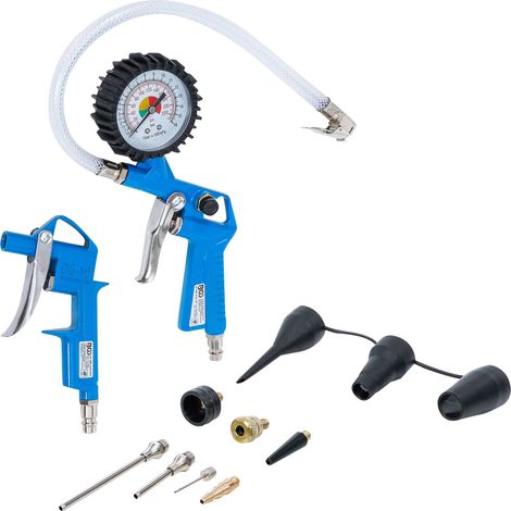 BGS TECHNIC Kit de soufflage à air comprimé et de remplissage de pneus, 3369, 10 pièces