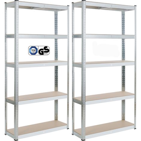 Arebos – Étagère de stockage 180 x 90 x 30 cm – 5 niveaux réglables – Charge maximale 875 kg – Acier zingué – Montage sans vis
