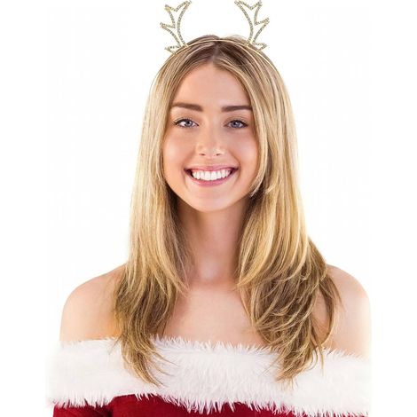 Bandeau Cheveux à Bois de Cerf Doré avec Cristaux (1/5)