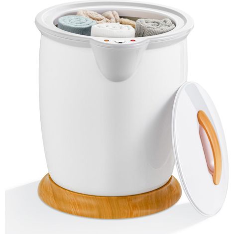 Chauffe-serviettes en seau 35,5 x 33 x 47 cm chauffage rapide avec porte-parfum ambiance spa en abs blanc