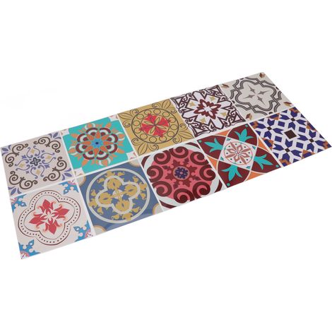 Lot de 10 carreaux adhésifs de style marocain, 15 x 15 cm, imperméables et résistants à l'huile, en PVC épais, faciles à poser et à décoller, pour murs, escaliers et cuisine. (1/5)