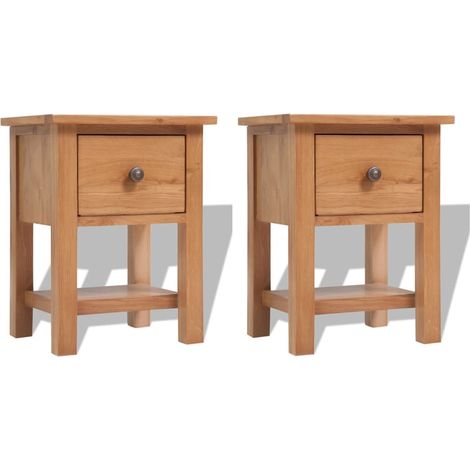 Conjunto de 2 mesitas de noche con cajón y balda 36 x 30 x 47 cm madera de roble y MDF DEC034751 (1/5)