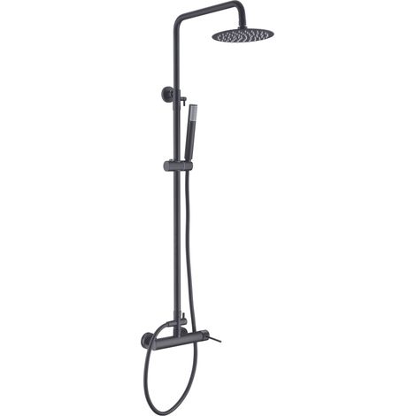 Columna de pared para ducha empotrada de diseño moderno en color negro mate stick Milos de Imex (1/3)
