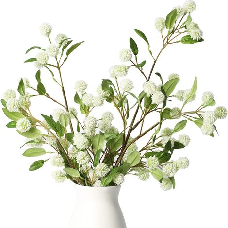 Lot de 4 Plantes artificielles Vertes de 90 cm pour Vase, Plantes artificielles pour Magasin, Jardin, Bureau, décoration d'intérieur (4, orchidée Blanche) (1/5)