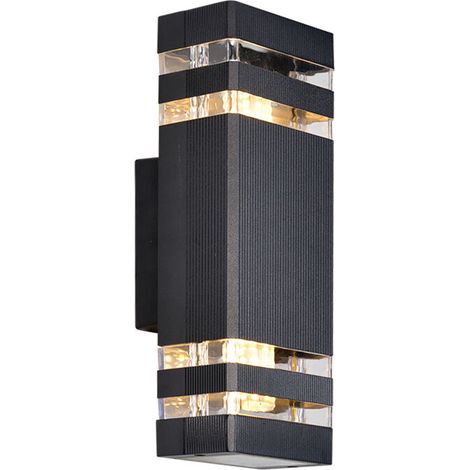 LED Outdoor Wall Light, Outdoor Waterproof Up and Down Porch Wall Light - Rectangular, Black (1/5)