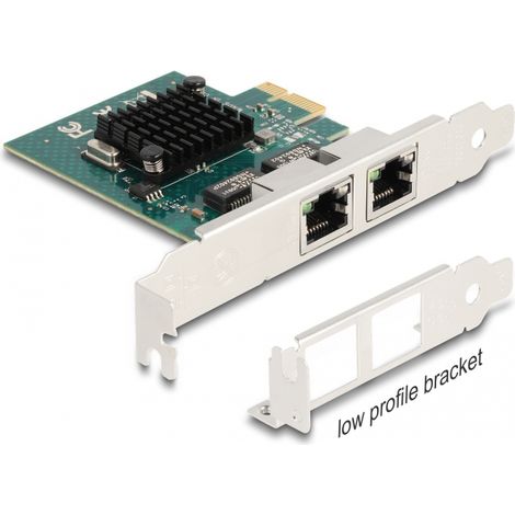 Delock Tarjeta PCI Express x1 a 2 x RJ45 Gigabit LAN