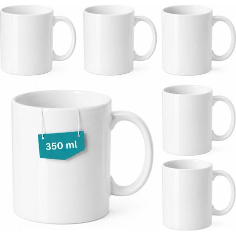 Set 6 Tazze Bianche in Ceramica da 350 ml Adatte alla Sublimazione - Ideali per la colazione (1/5)