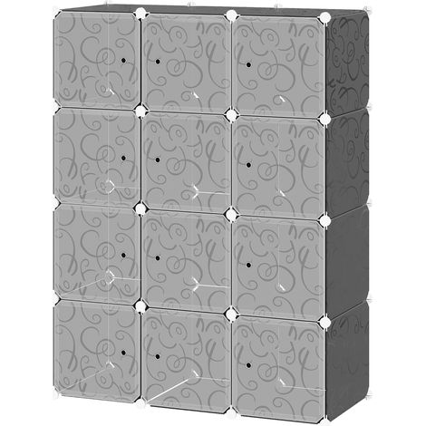 Système étagères DIY garde-robe 2 grands 9 petits cubes étagère rangement livres jouets chaussures noir 111x47x145 cm