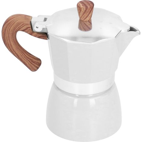 Cafetière Moka Octogonale en Aluminium Pratique 150ml, Cafetière Italienne pour Maison Bureau Cuisine, Blanc Crème (1/5)