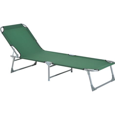 Lit vert pliant avec dossier réglable 4 positions, capacité 120 kg, pour plage, jardin et piscine 187x58x28 cm, mobilier extérieur design sobre pour détente pratique et confortable (1/4)