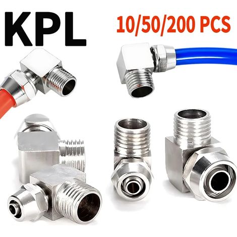 (KPL10-01-10 PCS) Raccord pneumatique KPL avec filetage BSP en cuivre nickelé, connecteur rapide pour tuyaux et tubes (1/5)