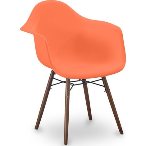 Sedie da Pranzo - Design Scandinavo - Gambe in Legno Scuro - Nordika Arancione