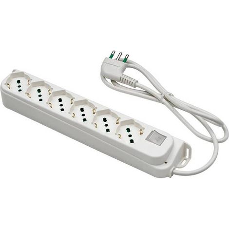 MULTIPRESA CON INTERRUTTORE 6 uscite / spina 2P+T 16A - bianca