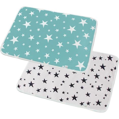 Alèse à langer - 1 unité - Coton et EVA - Imperméable et lavable - Pour bébé et voyage - 50 x 70 cm étoiles (1/5)