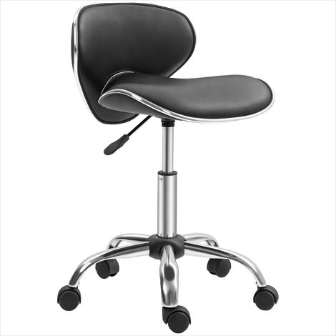 Tabouret à roulettes réglable avec dossier pivotant 360° Noir (1/5)