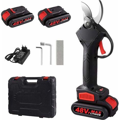 Sécateur électrique sans fil 48V, outil de coupe professionnel rechargeable pour jardin, parc, ferme et serre, avec 2 batteries et coffret de rangement, prise UE (1/5)