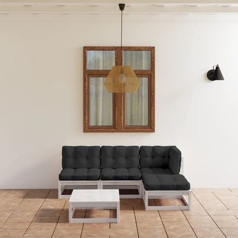 Salon de jardin 5 pcs,Mobilier de terrasse,Table et Chaise pour Relax avec coussins Bois de pin massif -YZ243050 (1/5)