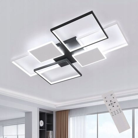COMELY Plafoniera a LED, 3000K-6000K, moderna plafoniera a LED da 72 W dimmerabile con telecomando, adatta a soggiorno, cucina, camera da letto, balcone, corridoio (nero, 110 cm) (1/5)