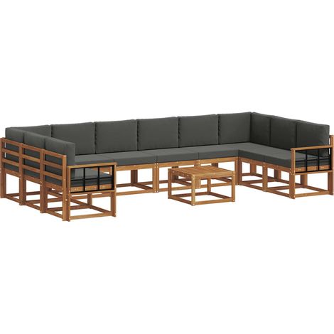 Conjunto de sofás de exterior 11 uds. Natural y Antracita vidaXL (1/5)