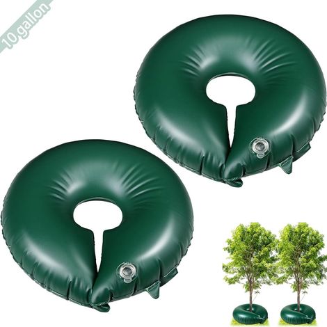 Anello di irrigazione in due parti (verde – 10 galloni – 60 cm) – sacco di irrigazione rotondo per alberi (1/5)