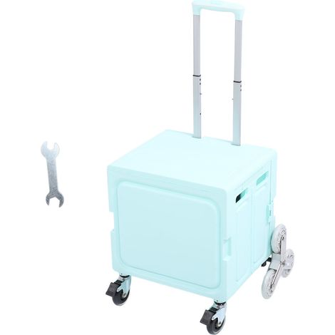 Caisse roulante portable robuste et résistante, en polypropylène renforcé, fer et aluminium, avec 8 roues, pliable et mobile, idéale pour les courses et les livraisons (vert). (1/5)