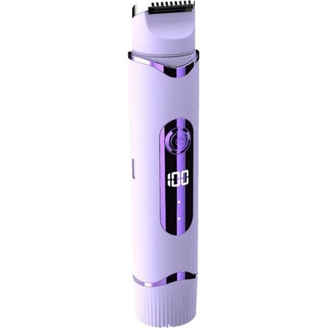 Bikini Trimmer - Epilador Eléctrico 2 en 1 - Para Cara Brazos Piernas Axilas Línea Bikini - Cuchillas Cerámicas Hipoalergénicas - Pantalla Digital - 1 Unidad - Morado (1/5)