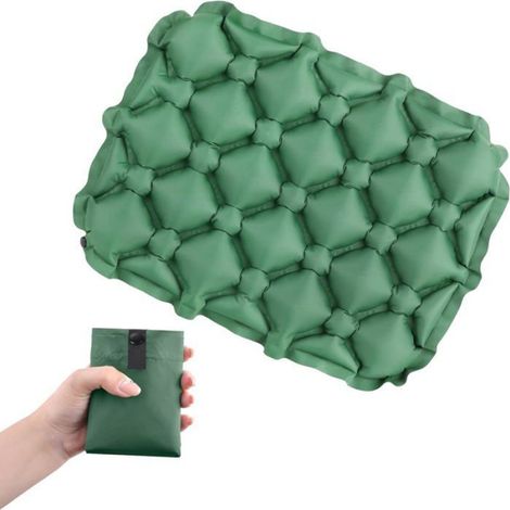 Coussin De Siege Gonflable - Nylon 40D - 44 x 34 x 5 cm Gonflé - 91 g - Pour Camping Randonnée Pêche Avion Bureau Voiture - 1 Pièce (1/5)