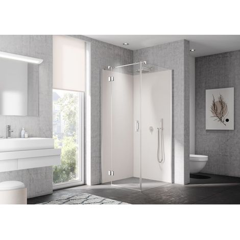 Kermi LIGA porte battante SNL 750 x 2000mm argent ultra brillant verre trempé transparent (1/5)