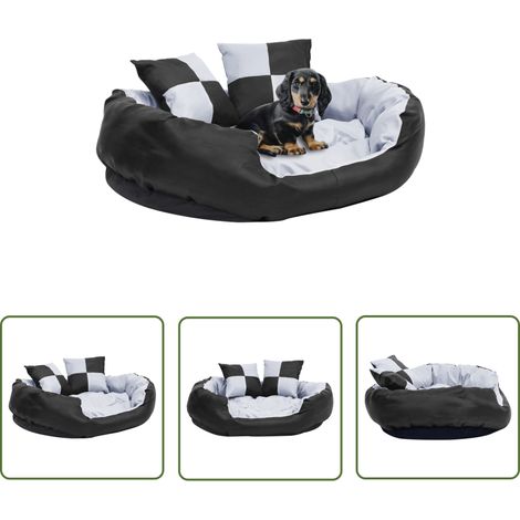 vidaXL Reversible & Washable Dog Cushion Grey and Black 85x70x20 cm