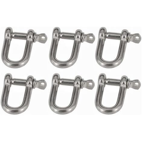 6PCS M8 Manille Acier Inoxydable 304 D Manille Bracelet Manilles de Levage Fermoir Boucle de Manille pour Sac de Boxe Transportant Manilles de Maillon de Chaîne (1/5)
