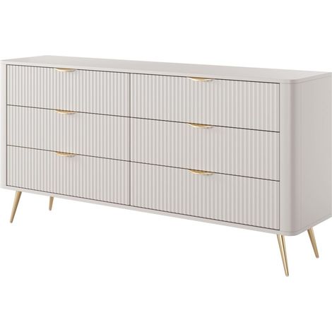 Cassettiera: 6 cassetti, mobile: Cashmere, gambe dorate 163,2 x 81,2 x 38cm (1/5)