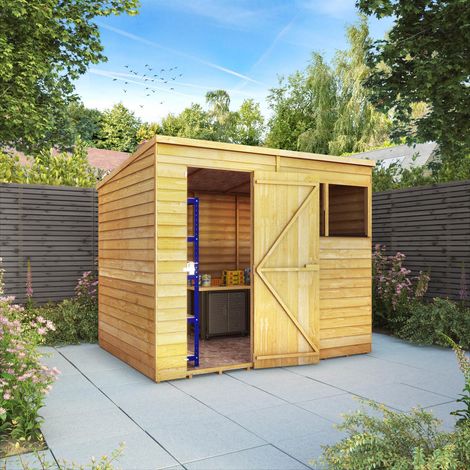8 x 6 Feet Overlap Pent Shed - Timber - L189.1 x W241 x H201.4 cm - Brown