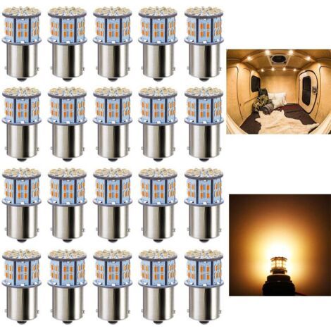 Lot de 20 ampoules LED blanc chaud BA15S (références 1156, 1141, 1003 et 7506), ultra-lumineuses, de remplacement pour éclairage intérieur de camping-cars, remorques, bateaux et coffres de bateaux 12 (1/5)