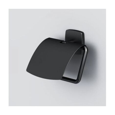 Porte-papier toilette avec couvercle, porte-papier noir mat, sans perçage, adapté aux salles de bains et buanderies, acier inoxydable (1/4)